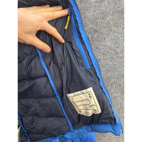 LL Bean Kids Ultralight 650 Down Hooded Jacket Blue Puffer Coat L 14-16 507404 - Picture 6 of 10